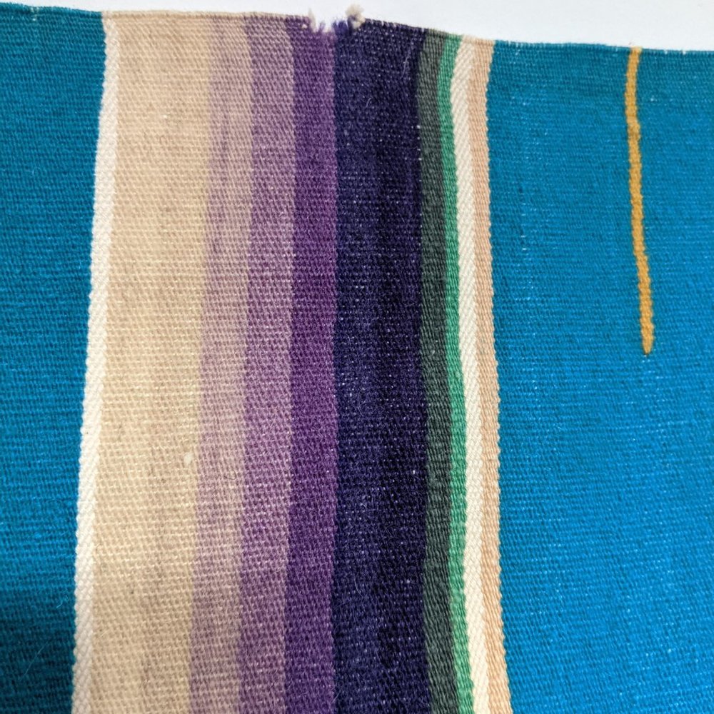 Vtg Mexican Saltillo Serape Blanket Handwoven - Picture 5 of 9